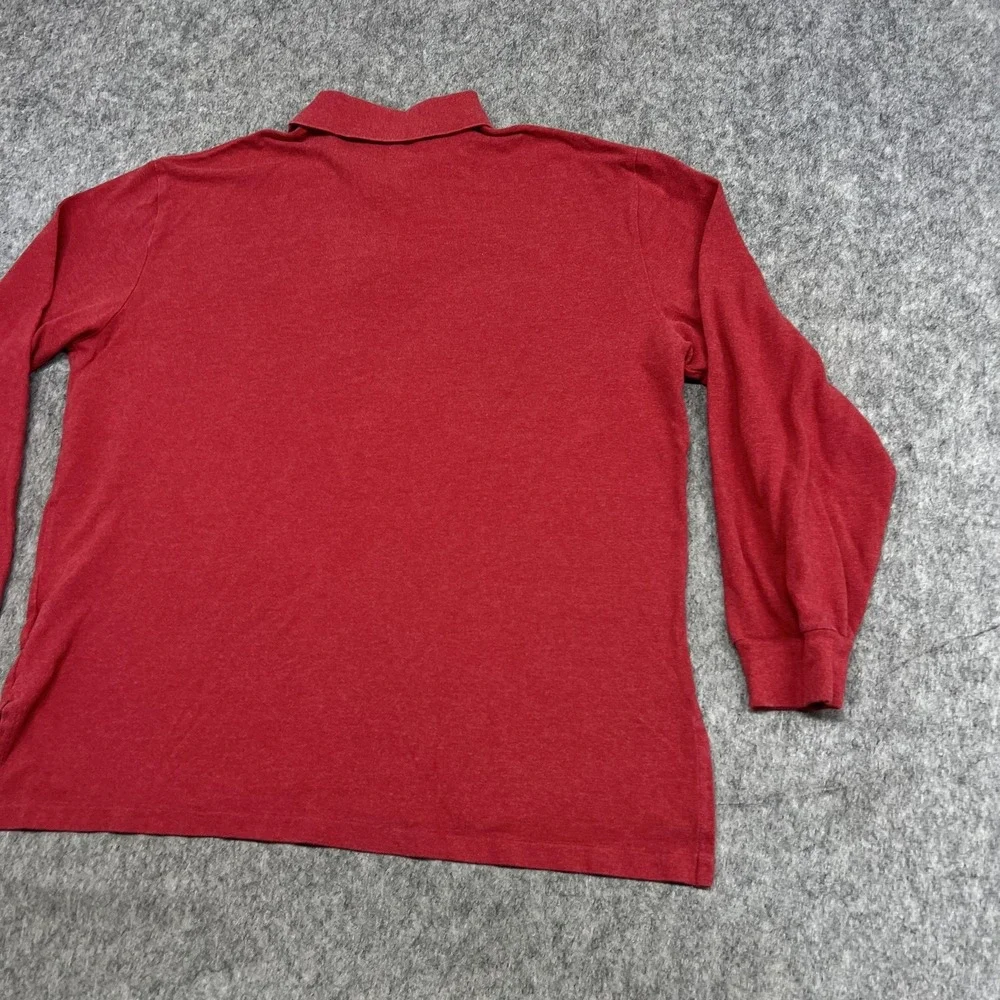 Polo Ralph Lauren Polo Shirt Mens XL Red Long Sleeve‎ 100% Cotton Green Pony